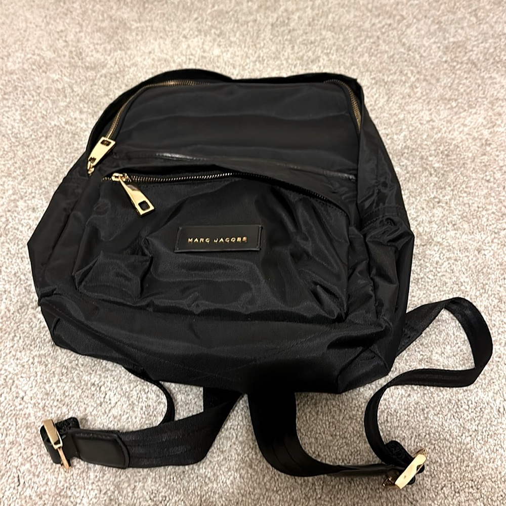 Marc Jacobs Black Nylon Backpack with gold hardware